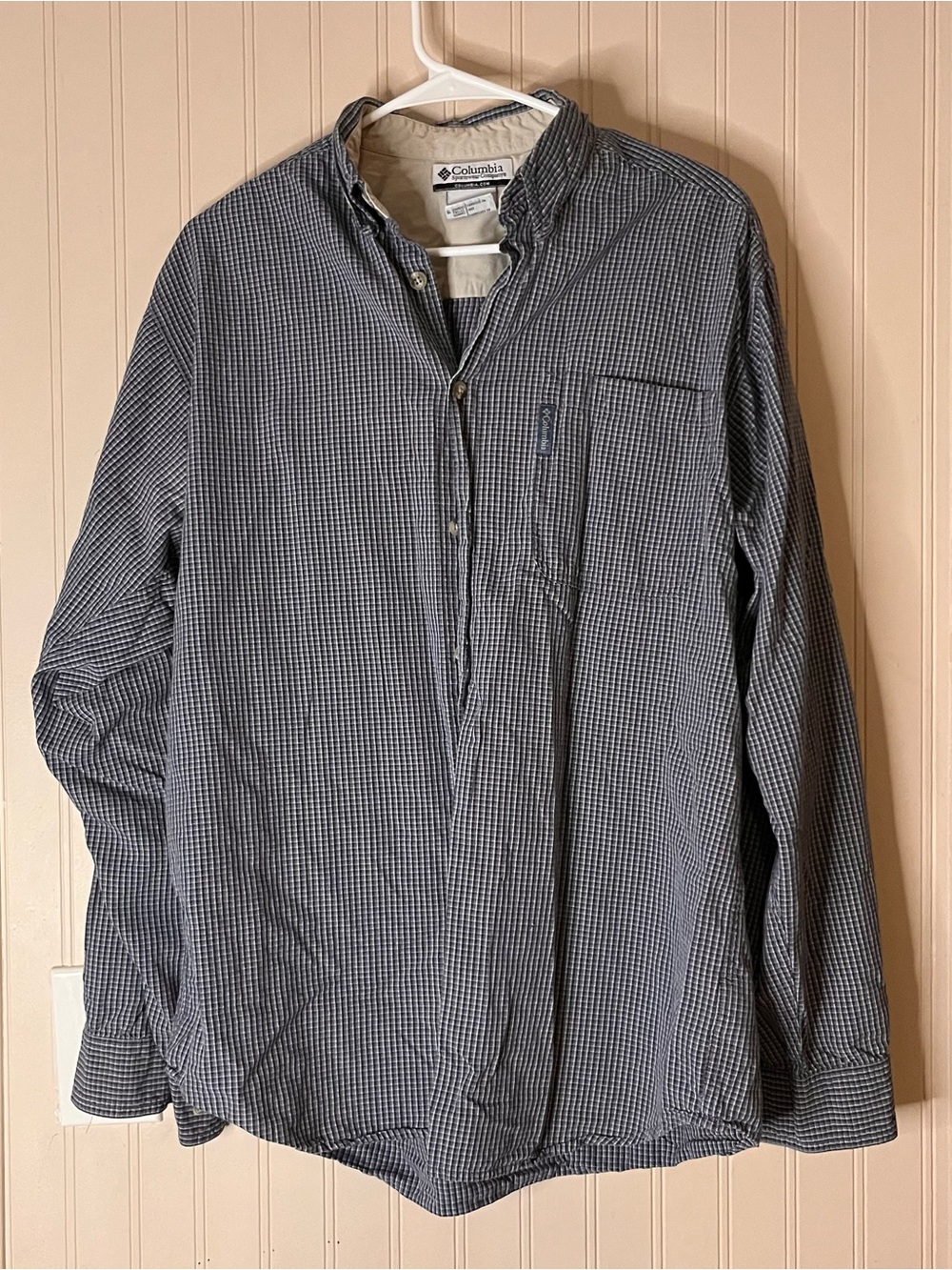 Columbia Men’s Size LT Button Down Plaid Check  Shirt